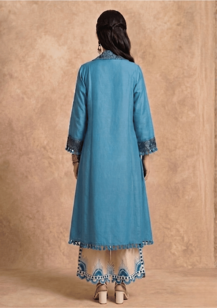 Firoza Indo-Western Jacket Style Co-Ord Set with Printed Palazzo (Code Ru - 12 (FL 2261))