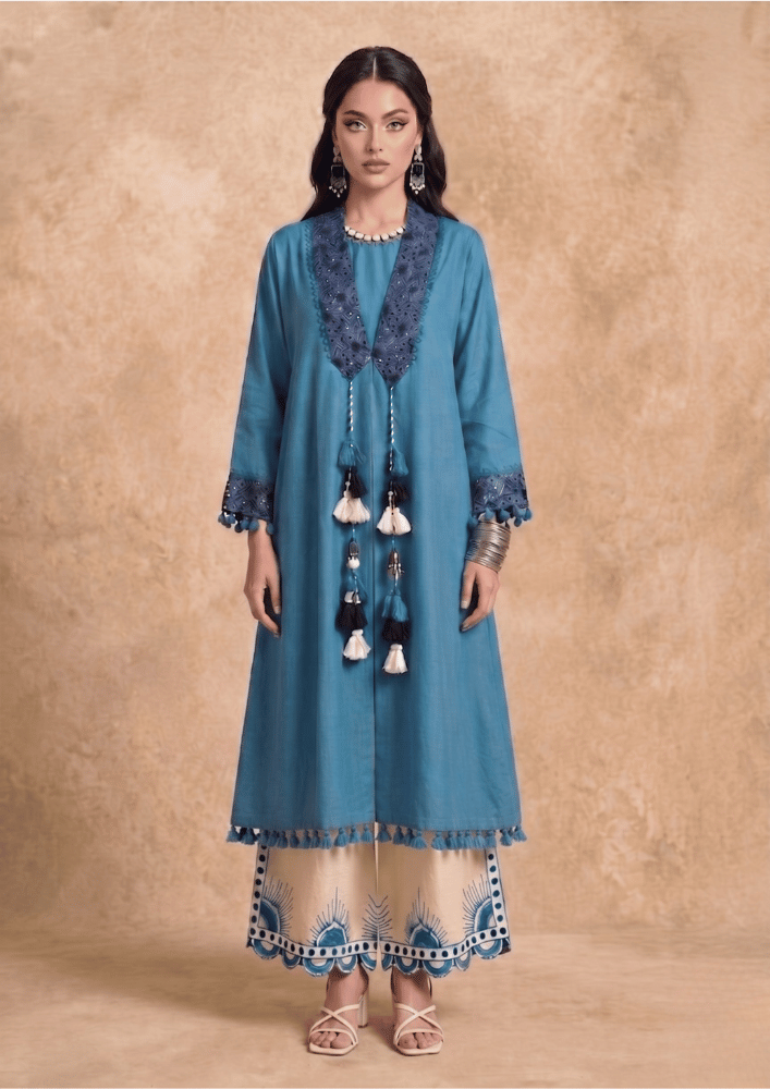 Firoza Indo-Western Jacket Style Co-Ord Set with Printed Palazzo (Code Ru - 12 (FL 2261))