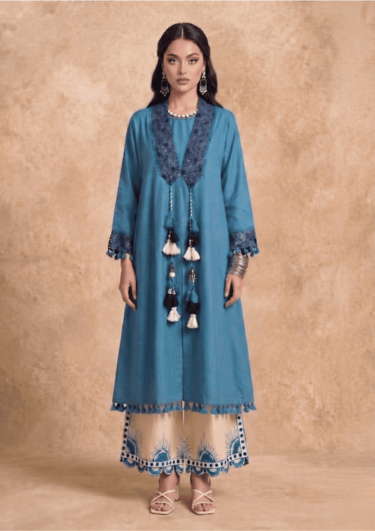 Firoza Indo-Western Jacket Style Co-Ord Set with Printed Palazzo (Code Ru - 12 (FL 2261))