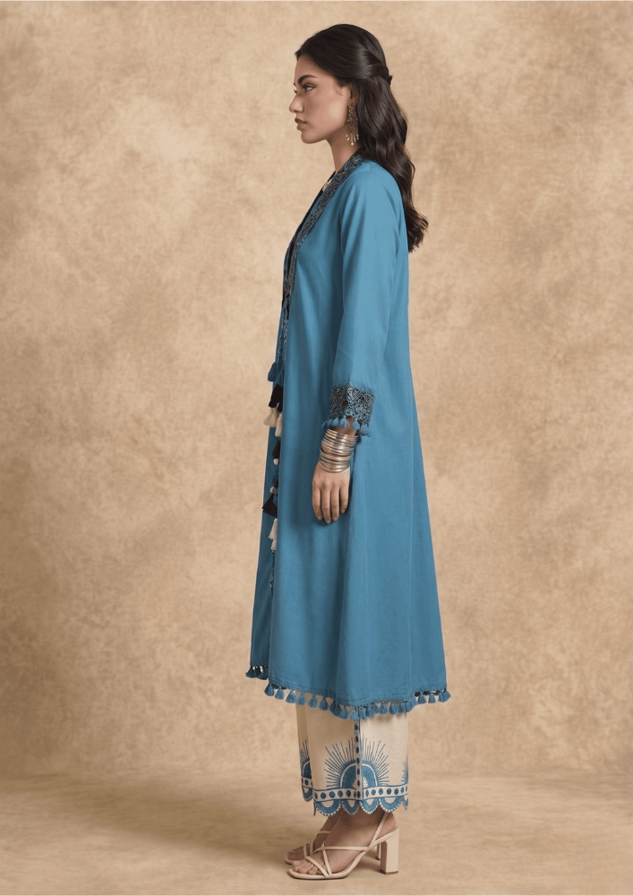 Firoza Indo-Western Jacket Style Co-Ord Set with Printed Palazzo (Code Ru - 12 (FL 2261))