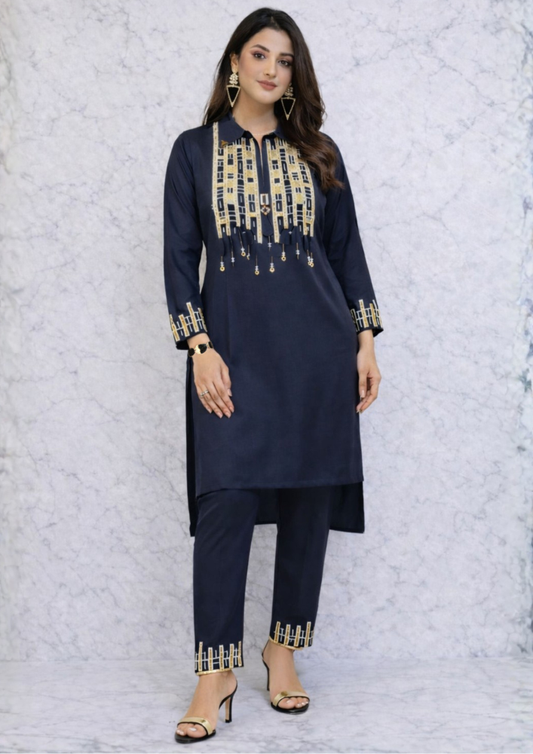 Indo-Western Modal Silk Co-Ord Set with Gota Patti Work (Code Do - 13)